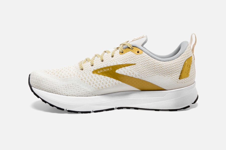 Revel 4 Road Brooks Running Shoes NZ Womens - White/Gold - VYIEKT-618